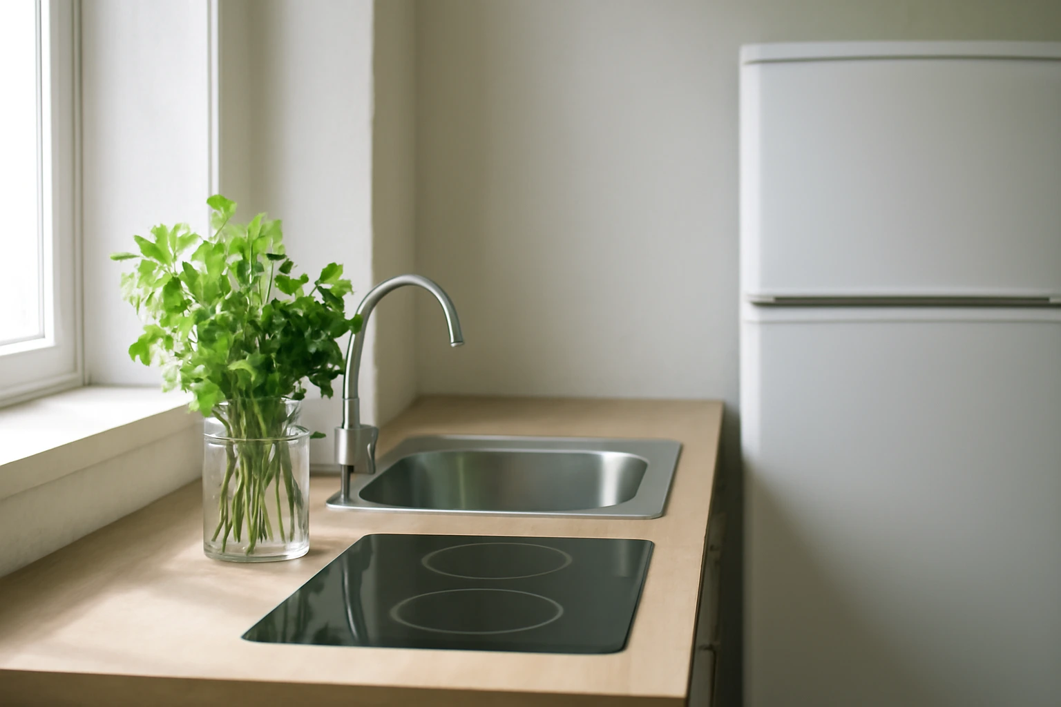 Bếp kẹp giữa bồn rửa và tủ lạnh: chuyện “thuỷ hoả xung” nhìn bằng con mắt người nấu